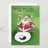 Golf-kerstkaart met kerstman en golfbal feestdagenkaart (Voorkant / Achterkant)