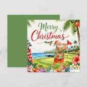 Golf kerstkaart met Kerstman uit Hawaï (Voorkant / Achterkant)