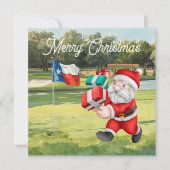 Golf Kerstkaart met Kerstman uit Texas (Voorkant)