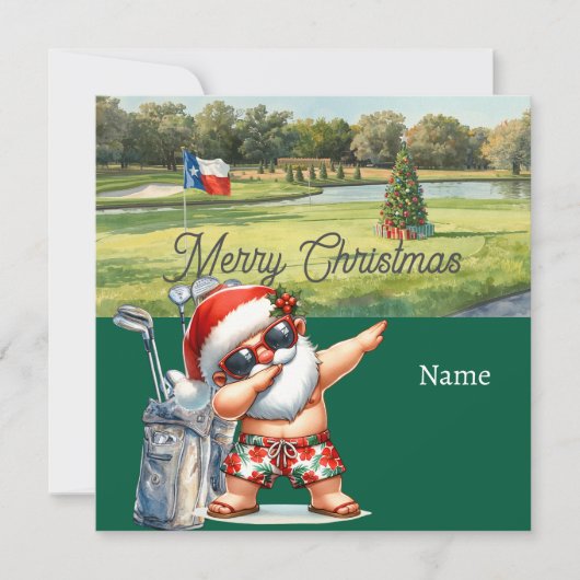 Golf Kerstkaart met Kerstman uit Texas (Voorkant)