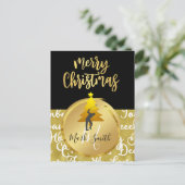 Golf-kerstKaart, thema Black en Gold Briefkaart (Staand voorkant)