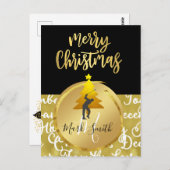 Golf-kerstKaart, thema Black en Gold Briefkaart (Voorkant / Achterkant)