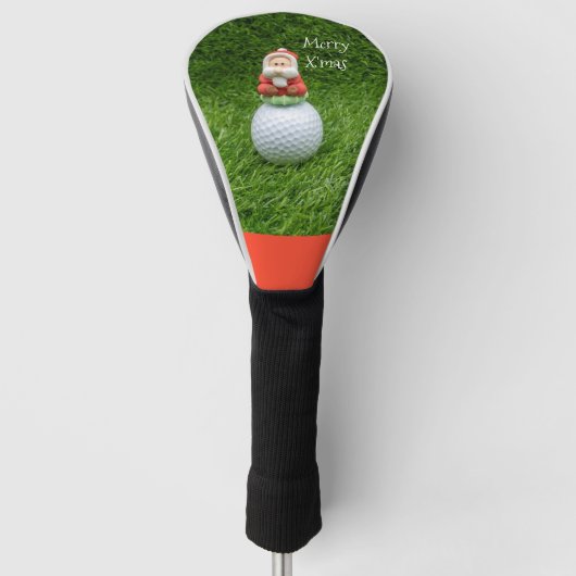 Golf kerstkerstkerstkerstman zit op golfbal golfheadcover (Voorkant)