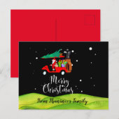 Golf kerstkerstman met golfkarretje briefkaart (Voorkant / Achterkant)