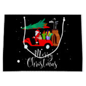 Golf kerstkerstman met golfkarretje groot cadeauzakje (Voorkant)