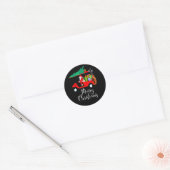 Golf kerstkerstman met golfkarretje ronde sticker (Envelop)