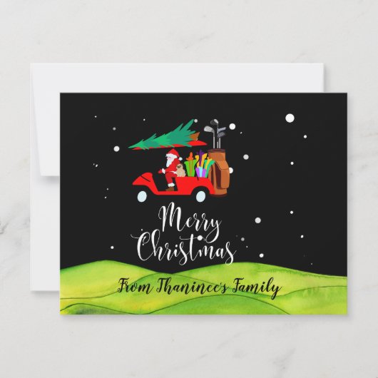 Golf kerstkerstman met golfkartongolfer (Voorkant)