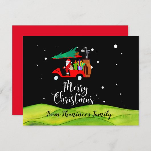 Golf kerstkerstman met golfkartongolfer (Voorkant / Achterkant)