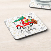 Golf kerstkerstman met golfkartongolfer bier onderzetter (Linkerzijde)