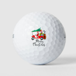 Golf kerstkerstman met golfkartongolfer golfballen