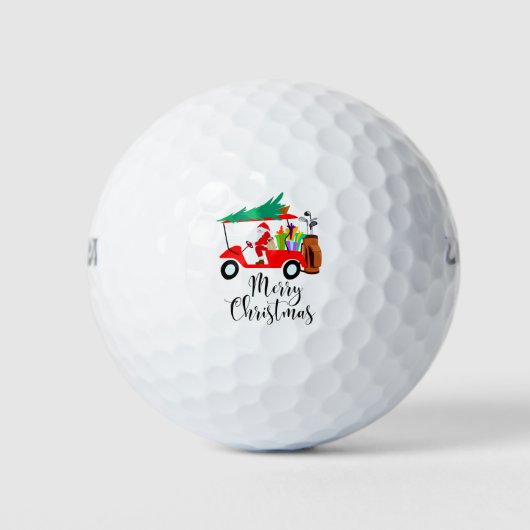 Golf kerstkerstman met golfkartongolfer golfballen (Voorkant)