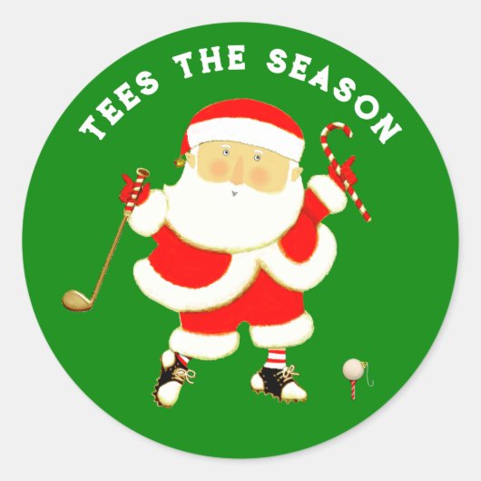 Golf-kerstklassic Round-sticker Ronde Sticker (Voorkant)