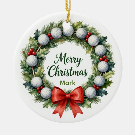 Golf Kerstkrans  Keramisch Ornament (Voorkant)