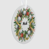 Golf Kerstkrans met golfernaam Ornament (voorkant)