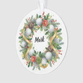 Golf Kerstkrans met golfernaam Ornament (voorkant)
