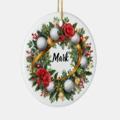 Golf Kerstkrans met naam van golfer Keramisch Ornament (Rechts)