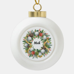 Golf Kerstkrans met naam van golfer Keramische Bal Ornament