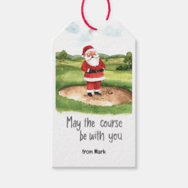 Golf Kerstman golfen Mijn baan is bij jou Cadeaulabel