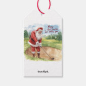 Golf Kerstman golfen Mijn baan is bij jou Cadeaulabel (Voorkant)