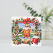 Golf Kerstman Golfen Zomertijd Feestdagenkaart (Staand voorkant)