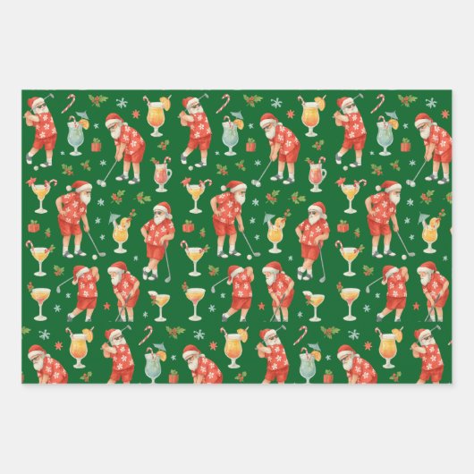 Golf Kerstman Golfen Zomertijd Inpakpapier Vel (Voorkant)