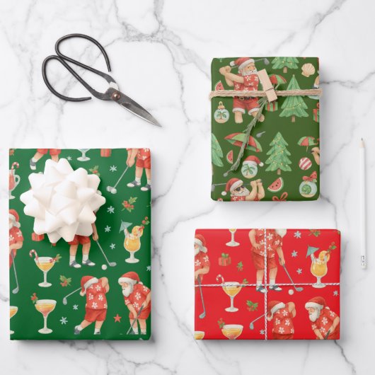 Golf Kerstman Golfen Zomertijd Inpakpapier Vel (Voorkant)