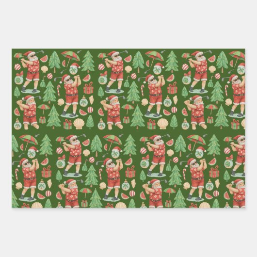 Golf Kerstman Golfen Zomertijd Inpakpapier Vel (Voorkant 2)