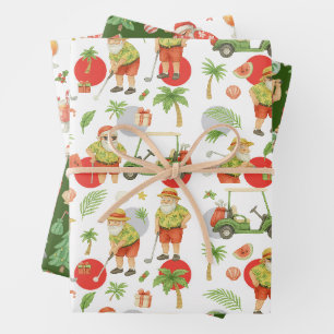 Golf Kerstman Golfen Zomertijd Inpakpapier Vel