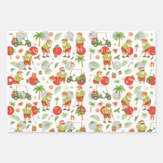 Golf Kerstman Golfen Zomertijd Inpakpapier Vel (Voorkant)