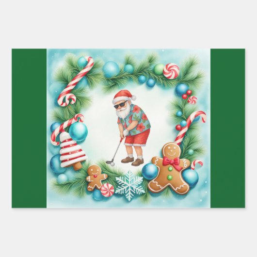 Golf Kerstman Golfen Zomertijd Inpakpapier Vel (Voorkant)