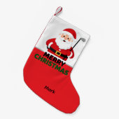 Golf Kerstman Golfer met Prettig Kerstfeest Kleine Kerstsok (Voorkant (Hangend))