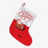 Golf Kerstman Golfer met Prettig Kerstfeest Kleine Kerstsok (Voorkant (Hangend))