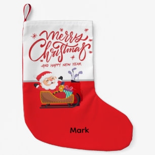 Golf Kerstman Golfer met Prettig Kerstfeest Kleine Kerstsok