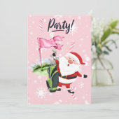 Golf Kerstman golfer op roze achtergrond Kaart (Staand voorkant)