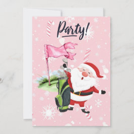 Golf Kerstman golfer op roze achtergrond Kaart