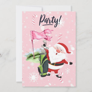 Golf Kerstman golfer op roze achtergrond Kaart