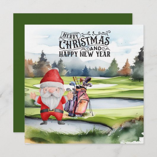 Golf Kerstman golft Kerst Thema Feestdagenkaart (Voorkant / Achterkant)
