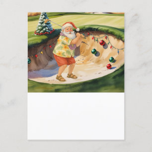 Golf Kerstman in Bunker voor Kerstmis in juli Feestdagenkaart