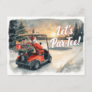 Golf Kerstman in Rode Kar – Grappige Laat Par-Tij Briefkaart