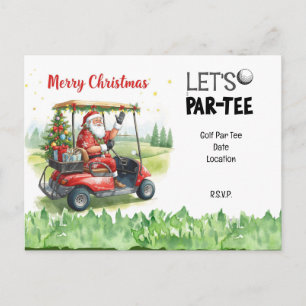 Golf Kerstman in Rode Kar - Grappige Laat Par-Tij Briefkaart