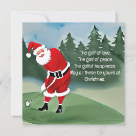 Golf Kerstman is aan het golfen op het groen Feestdagenkaart