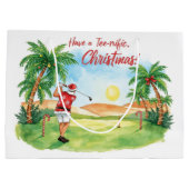 Golf Kerstman is golfen aan het strand Groot Cadeauzakje (Achterkant)