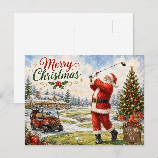 Golf Kerstman Kerst golfen Feestdagenkaart (Voorkant / Achterkant)