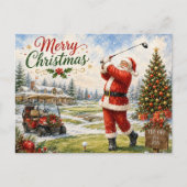 Golf Kerstman Kerst golfen Feestdagenkaart (Voorkant)