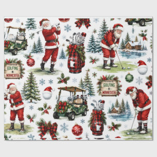 Golf Kerstman Kerst Santa Claus Golft in Minnesota Cadeaupapier