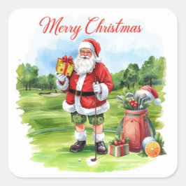 Golf Kerstman Kerstmis voor Florida golfer Vierkante Sticker