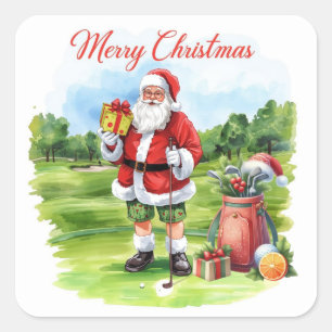 Golf Kerstman Kerstmis voor Florida golfer Vierkante Sticker