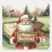 Golf Kerstman op de golfbaan Vierkante Sticker (Voorkant)