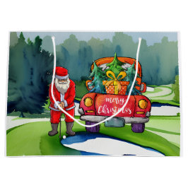 Golf Kerstman Sinterklaas met rode truck op groen Groot Cadeauzakje