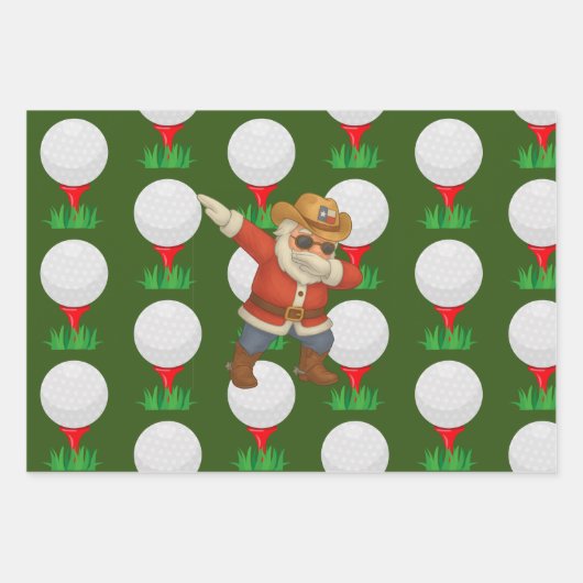 Golf Kerstman Texas Golfer Inpakpapier Vel (Voorkant 2)